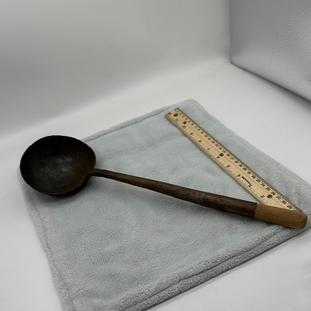 Antique Primitive Hand-Forged Metal Scoop, Ladle, Dipper American Utensil